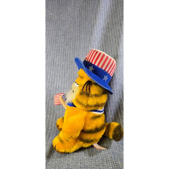 Vintage 1981 Dakin Garfield Patriotic Uncle Sam Plush Stuffed Animal 8" Flag - Picture 5 of 11